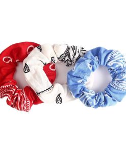 WYNIE Scrunchies | Pack 3 Scrunchies Rojo, Blanco Y Azul