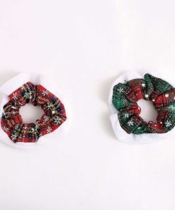 WYNIE Scrunchies | Scrunchy Navide O Con Motivo Escoc S Y Copos De Nieve Rojo