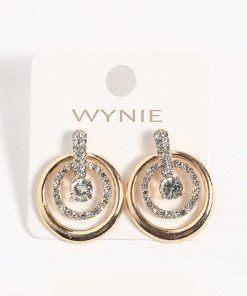 WYNIE Pendientes | Pendientes Con Brillantes Gris