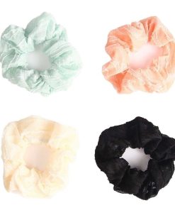 WYNIE Scrunchies | Scrunchy Para El Pelo Colores Pasteles Con Detalles En Relieve Azul Claro