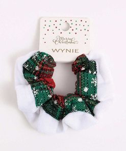 WYNIE Scrunchies | Scrunchy Navide O Con Motivo Escoc S Y Copos De Nieve Rojo