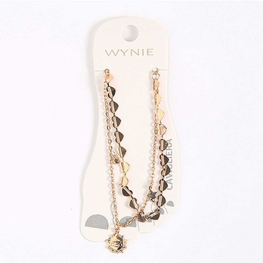 WYNIE Pulseras Y Tobilleras | Tobillera Corazones Y Sol Gris