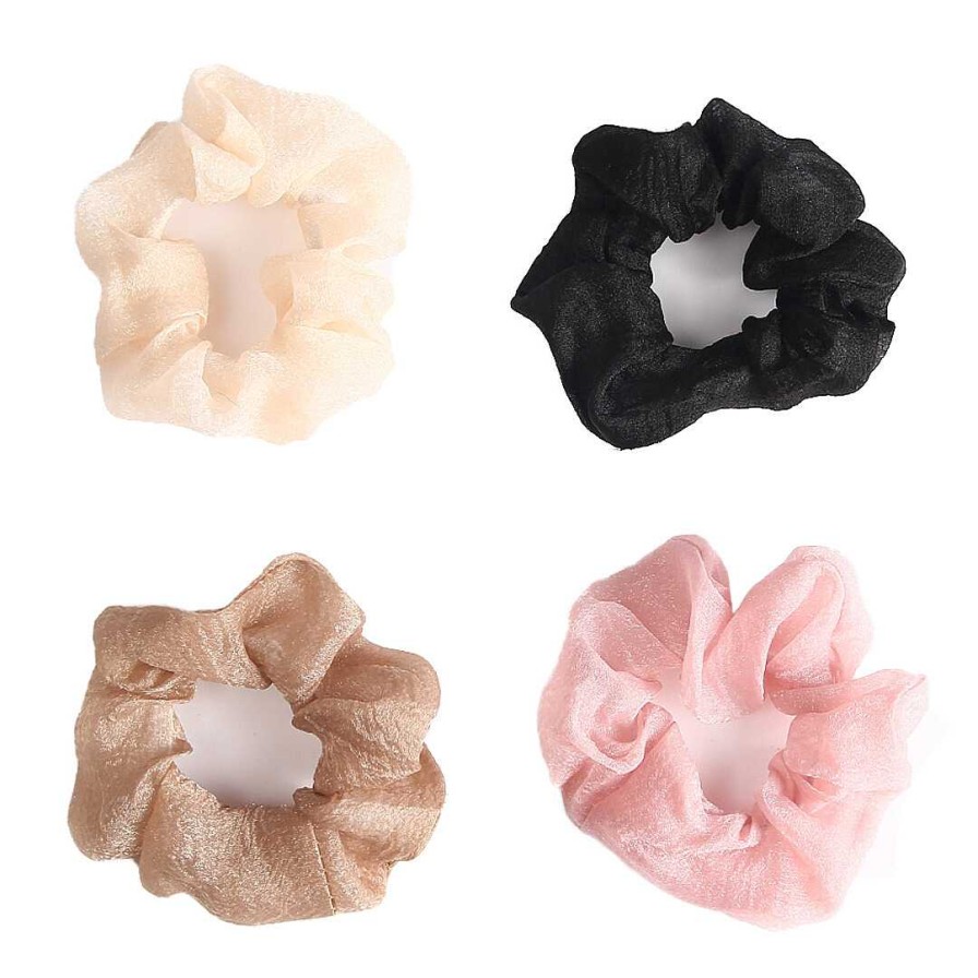 WYNIE Scrunchies | Scrunchy Para El Pelo De Tela Brillante Beige