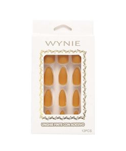 WYNIE U As Postizas | 12 U As Postizas Manicura Mate Forma Almendrada Mostaza