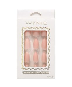 WYNIE U As Postizas | 12 U As Postizas Manicura Lisa Mate Forma Almendrada Beige