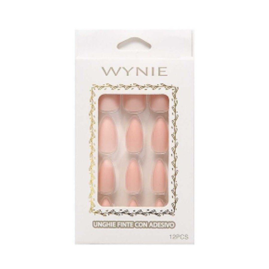 WYNIE U As Postizas | 12 U As Postizas Manicura Lisa Mate Forma Almendrada Beige