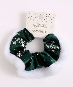 WYNIE Scrunchies | Scrunchy Navide O Con Copos De Nieve Rojo