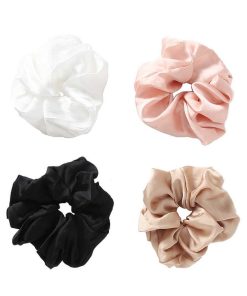 WYNIE Scrunchies | Scrunchy Grande De Colores Tela Raso Blanco