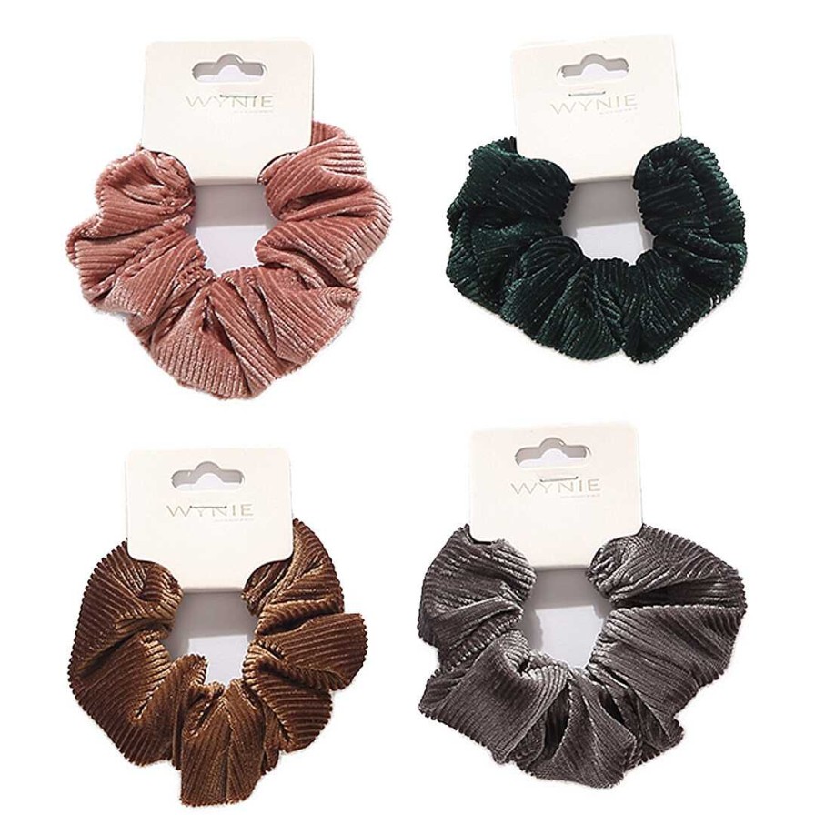 WYNIE Scrunchies | Scrunchy Para El Pelo Con Tela Efecto Pana Gris