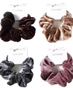 WYNIE Scrunchies | Scrunchy Para El Pelo Tela Terciopelo Gris