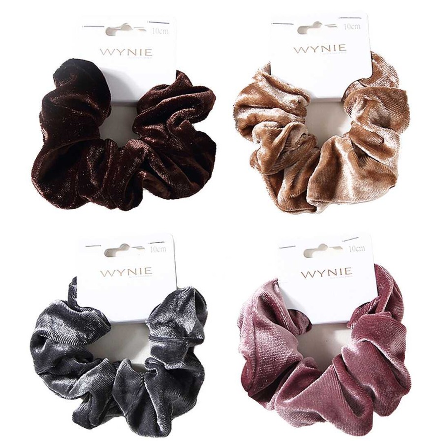 WYNIE Scrunchies | Scrunchy Para El Pelo Tela Terciopelo Gris