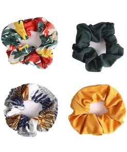 WYNIE Scrunchies | Scrunchy Para El Pelo Con Estampado Flores Y Hojas Azul