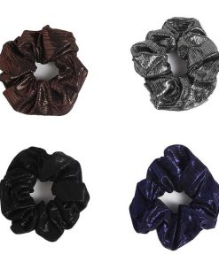 WYNIE Scrunchies | Scrunchy Tela Metalizada Colores Oscuros Gris