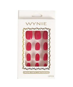 WYNIE U As Postizas | 12 U As Postizas Manicura Lisa Colores Forma Ovalada Rosa Oscuro